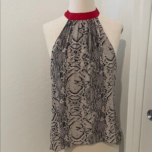 Free People Black and Red Snake Print Halter Top